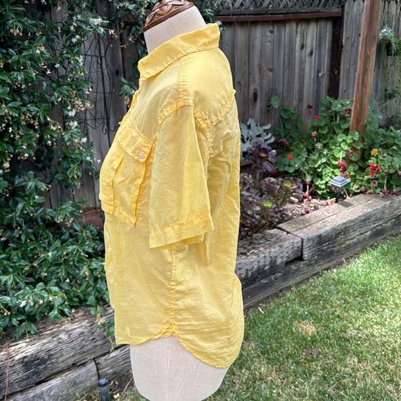 Dr. Martens Button Down Yellow Voile Sheer Shirt Women's Size Small - Picture 5 of 12
